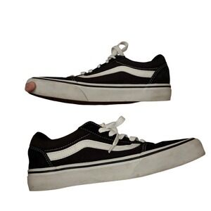 Vans Old Skool Black White Low Top Suede Canvas Skate Shoes Womens 7.5